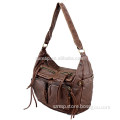 Heavy dirty washed PU leather ladies bag